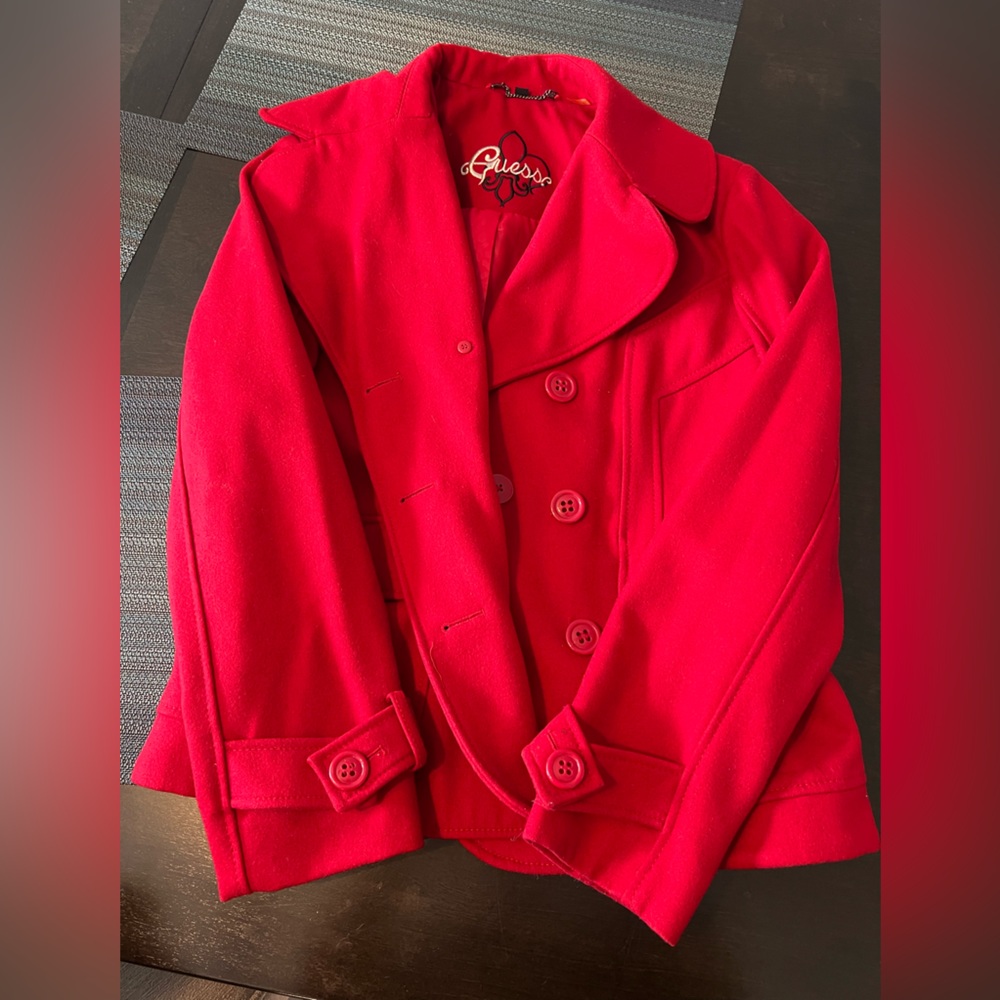 Red midsize, pea coat